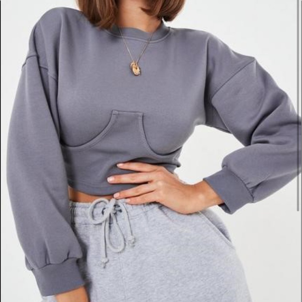 Purple Cropped Corset Sweatshirt